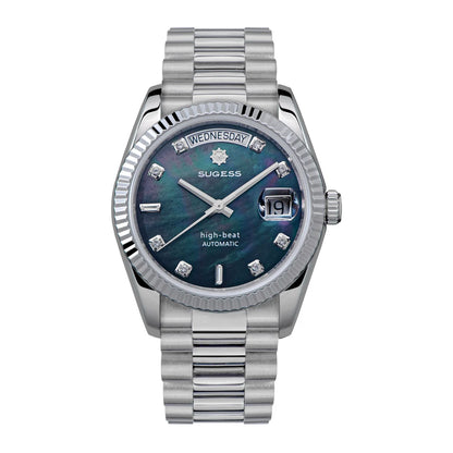 Sugess Watch of Men 36mm Date Automatic Retro Mechanical Wristwatches Sapphire Crystal RoseGold Dandong SL3034 Movement Day New