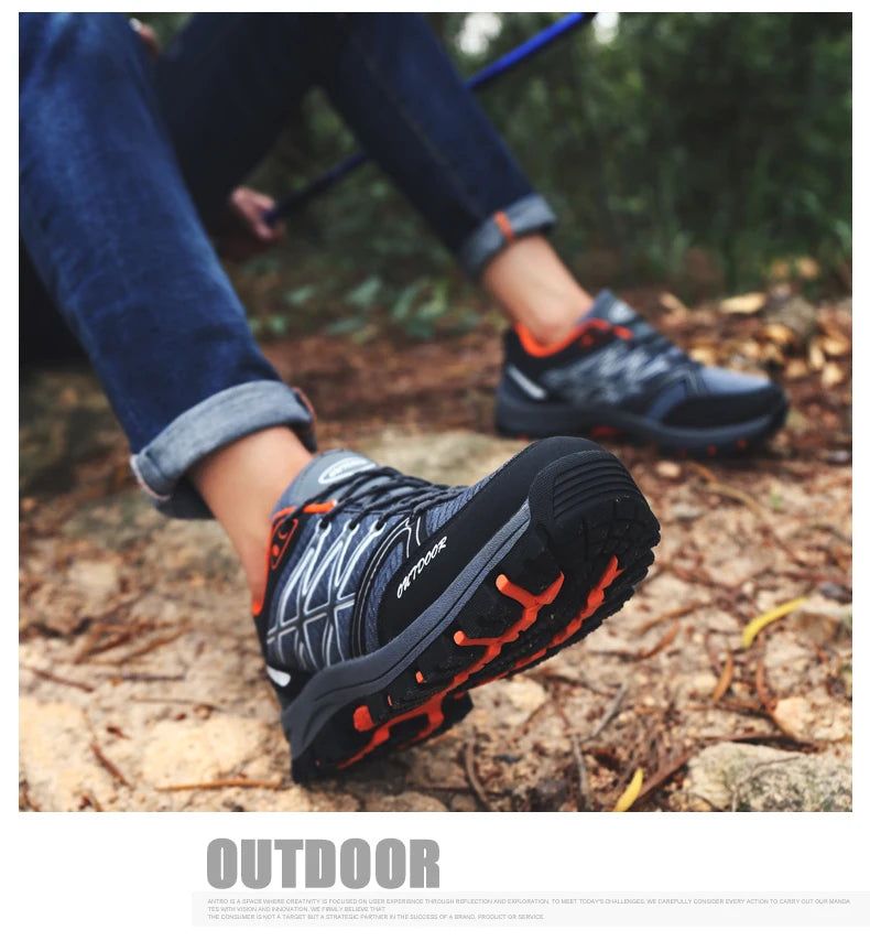 Sapatos de caminhada de marca para homem em malha respirável, calçado de viagem outdoor impermeável para caça e pesca, sapatos desportivos de montanha, todo-o-terreno e equitação