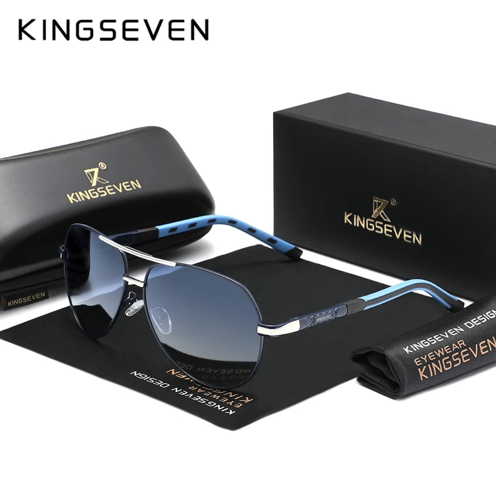 Ochelari de soare pentru bărbați marca KINGSEVEN, model Pilot, cu lentile polarizate UV400, ramă din aluminiu, ochelari de condus, ochelari casual pentru femei
