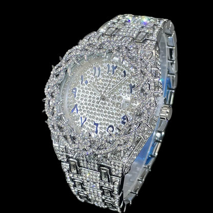 UNIGUET Luxury Full Diamond Watch For Men Fashion Hip Hop Ice Qut Bling Jewelry Quartz Wristwatch For Man Dropshipping