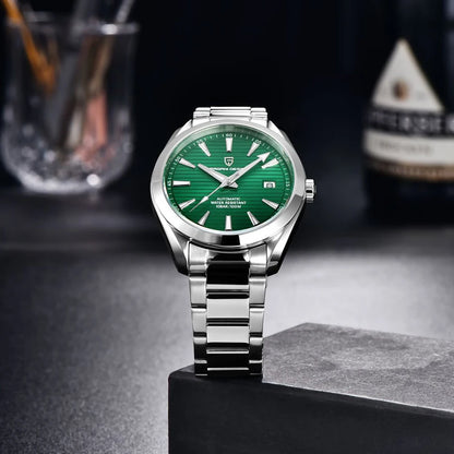 Relógio de luxo para homem PAGANI DESIGN – Modelo automático mecânico (calibre 8215), em aço inoxidável, estanque, com indicador de data e ponteiros luminescentes