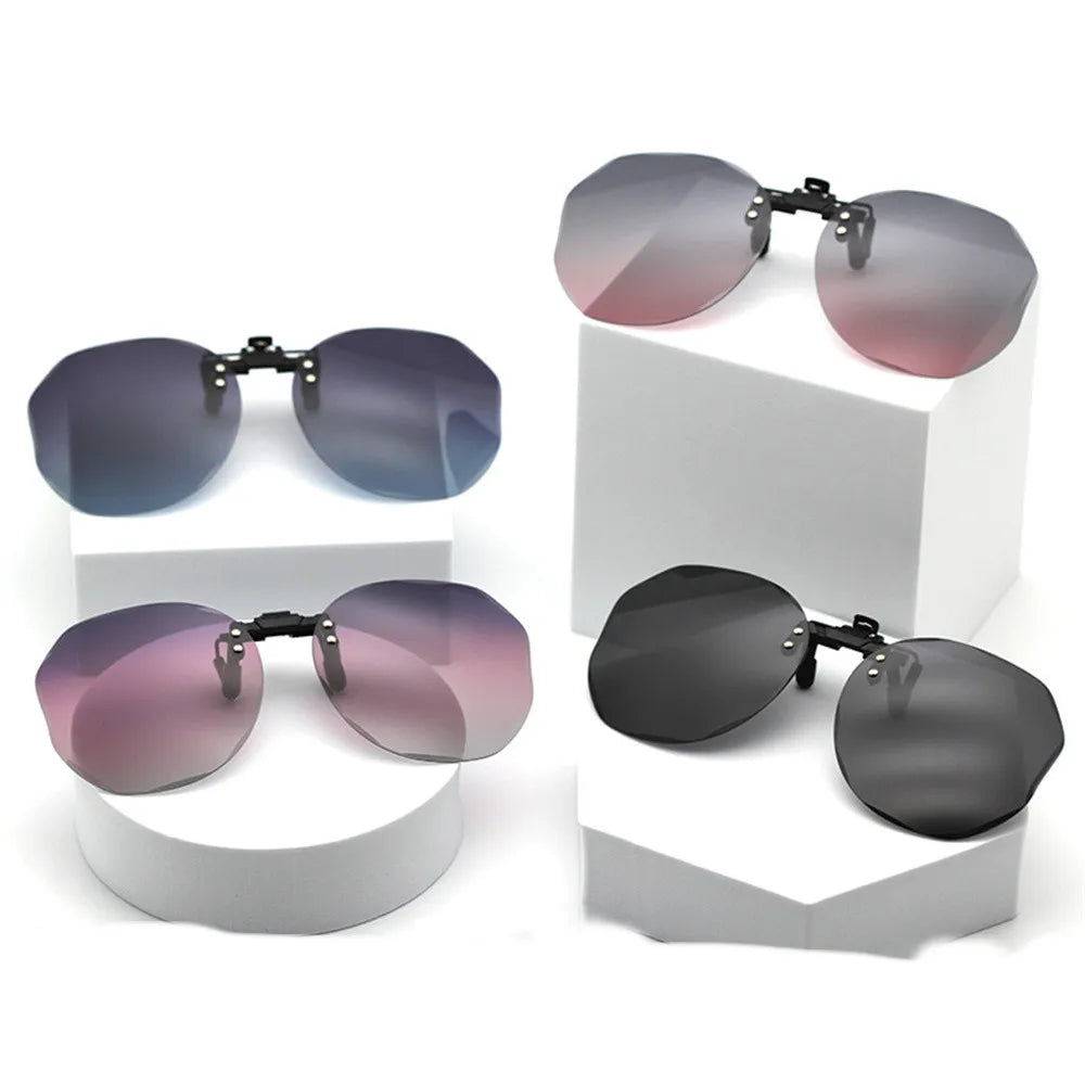 Women Sunglasses Clip-on Polarized Optical Glasses Clip Diamond Cut Mirror Eyeglasses Anti-UV Driving Sunglasses 2026 Trendy