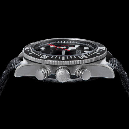 SEESTERN Chronograph Herren-Mechanikuhr Tianjin ST1901 Uhrwerk Saphirglas-Armbanduhr mit Nylon-Klettarmband, Leuchtzeigern und Skelettdesign