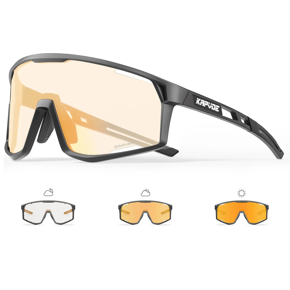 KAPVOE Ochelari UV400 pentru bărbați și femei, pentru ciclism de șosea, sporturi montane, activități în aer liber, ochelari de soare fotocromatici pentru ciclism, ochelari de bicicletă