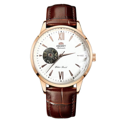 Orient Men's Automatic Open Heart Watch Blue Dial Stainless Steel Band Casual Dress Wristwatch 30M Water Resistant Fashion Watch