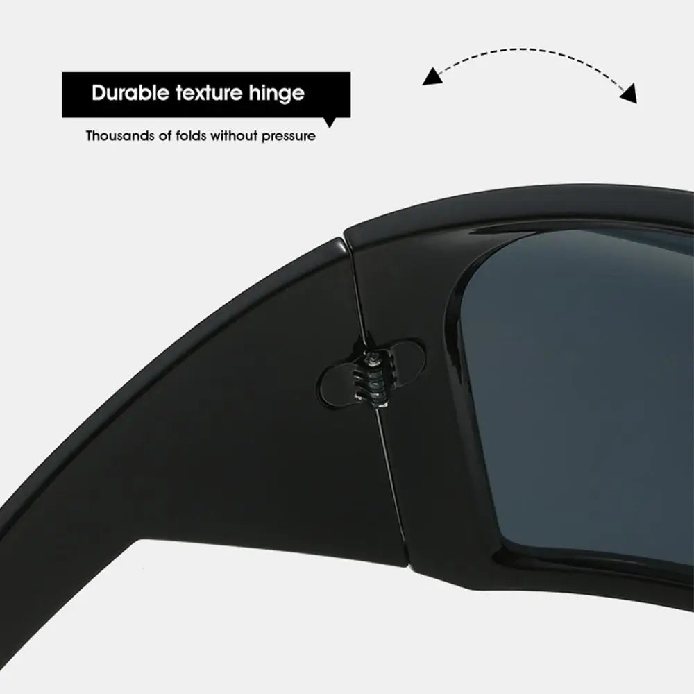 Ochelari de soare futuristici cu ramă învelitoare, lentile curbate Rave, protecție UV400, ochelari de soare supradimensionați Y2K pentru femei și bărbați