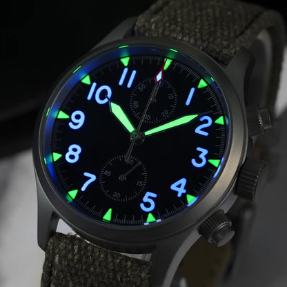 Militado ML1868KF Retro VK67 Quartz Chronograph Watch Stainless Steel Case 3 Dial Waterproof 100M  Multifunction Military Watch