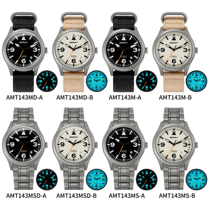 BERNY Full Titanium Automatic Watch for Men Sapphire AR Coated 10Bar Supper Luminous Men Wristwatch Sports Aviation Men Watches