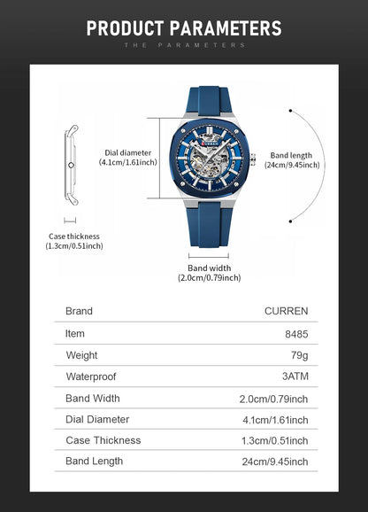 2025 CURREN New Men Mechanical Watch Luxury Sapphire Glass Automatic Watch 41MM Stainless Steel Watch for Men
