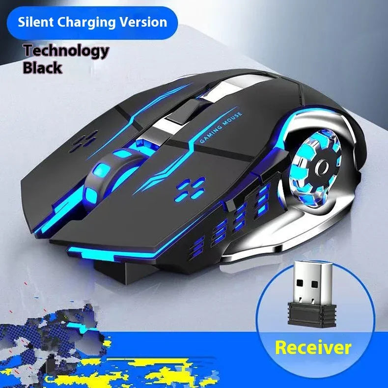 Q13 2.4G Bluetooth Wireless Mouse RGB Backlight DPI Adjustable 6 Keys USB Rechargeable Mechanical E-Sports Mouse for PC Laptop