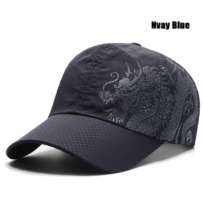Nova ljetna bejzbolska kapa s kineskim zmajem, brzosušeća s otvorima za zrak, uniseks, za outdoor, ležerne sportske aktivnosti i zaštitu od sunca, trucker stil