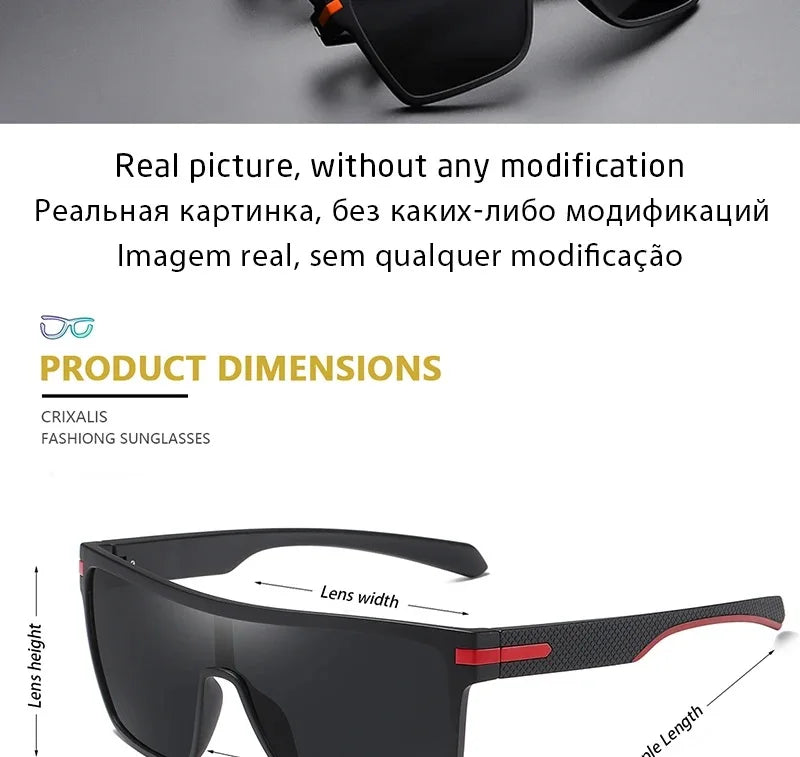 Ochelari de soare polarizați CRIXALIS pentru bărbați, pătrați, supradimensionați, antireflex, pentru șoferi, ochelari de soare cu oglindă, pentru femei, ochelari de protecție UV400, pentru bărbați