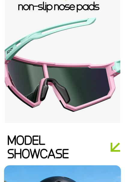 SCVCN Ochelari de soare sportivi pentru fete, ochelari de ciclism pentru copii, ochelari fotocromatici UV400, ochelari de baseball pentru băieți, ochelari pentru activități în aer liber, ochelari de soare pentru alergare și drumeții
