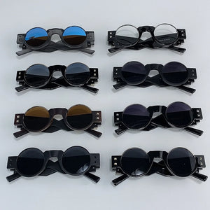 Y2K Punk Gothic Round Sunglasses Men 2026 Luxury Brand Steampunk Wide Temple Thick Frame Sun Glasses For Male Retro Cool Shades