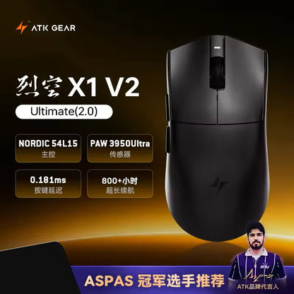 Rato sem fios ATK Blazing Sky X1 V2 Ultimate Dual Mode, leve, PAW3950 Ultra Dual 8K HZ, baixa latência, ergonomia personalizada