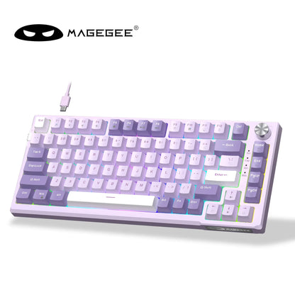 MageGee SKY81 75% mechanische Gaming-Tastatur, RGB-Gasket, Hot-Swap-fähige kabelgebundene Custom-Tastatur mit cremiger Schalldämpfung und Drehregler