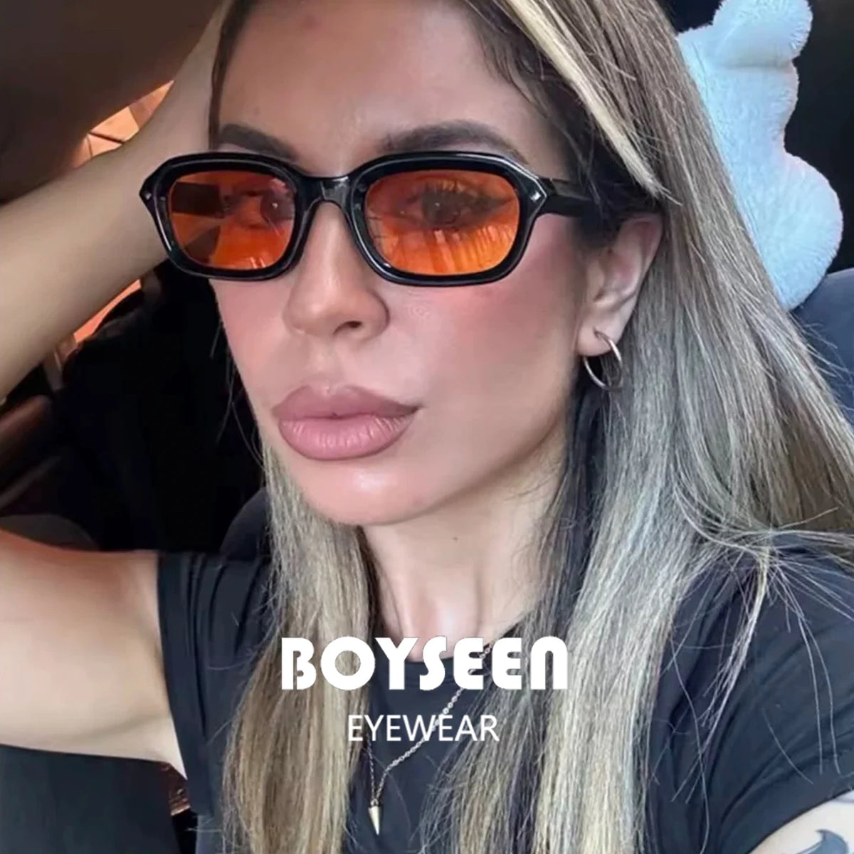 BOYSEEN Ochelari de soare de plajă pentru bărbați, de vară, portocalii, UV400, ochelari de soare punk cu ramă îngustă și formă pătrată