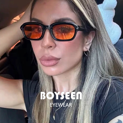 BOYSEEN Ochelari de soare de plajă pentru bărbați, de vară, portocalii, UV400, ochelari de soare punk cu ramă îngustă și formă pătrată