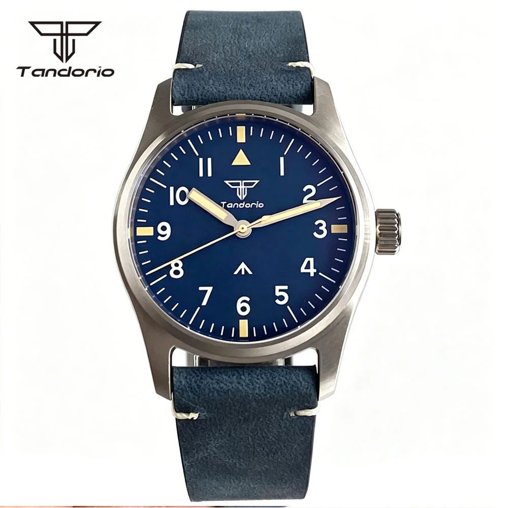 Tandorio 39mm Pilot Aviator Watch Sapphire Glass Luminous Automatic Japan NH35 or VH31 Quartz Movt 20BAR Diving Wristwatch