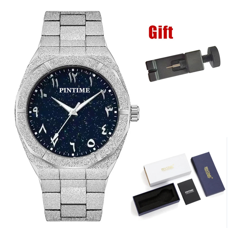 Men's wristwatch Starry Frosted Men Quartz Watch Fashion And Luxury Gentleman Watches Golden Watch Waterproof Silver Accessories