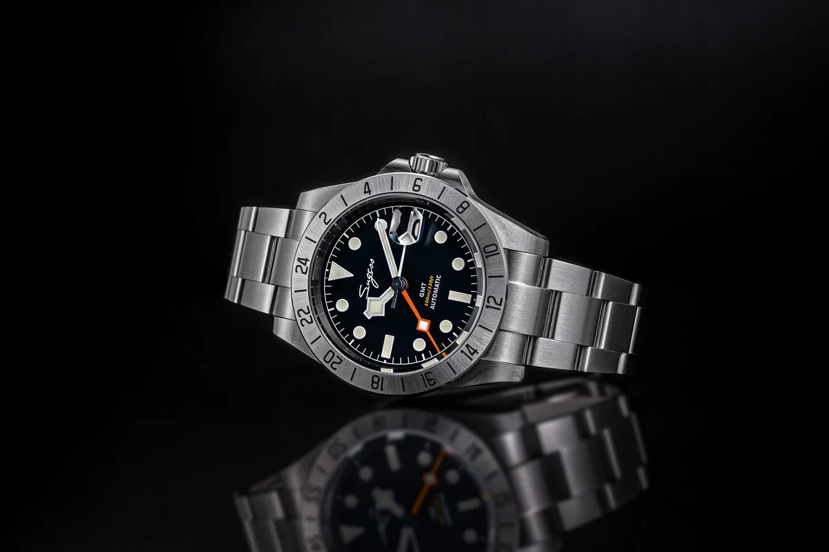 SEESTERN GMT Retro Watch for Men NH34 Automatic Movement Mechanical Wristwatches Sapphire Crystal Fine-tuning Pull Button S436