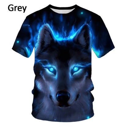 T-shirts 3D imprimés « Loup » tendance pour hommes/femmes – T-shirt graphique original à manches courtes