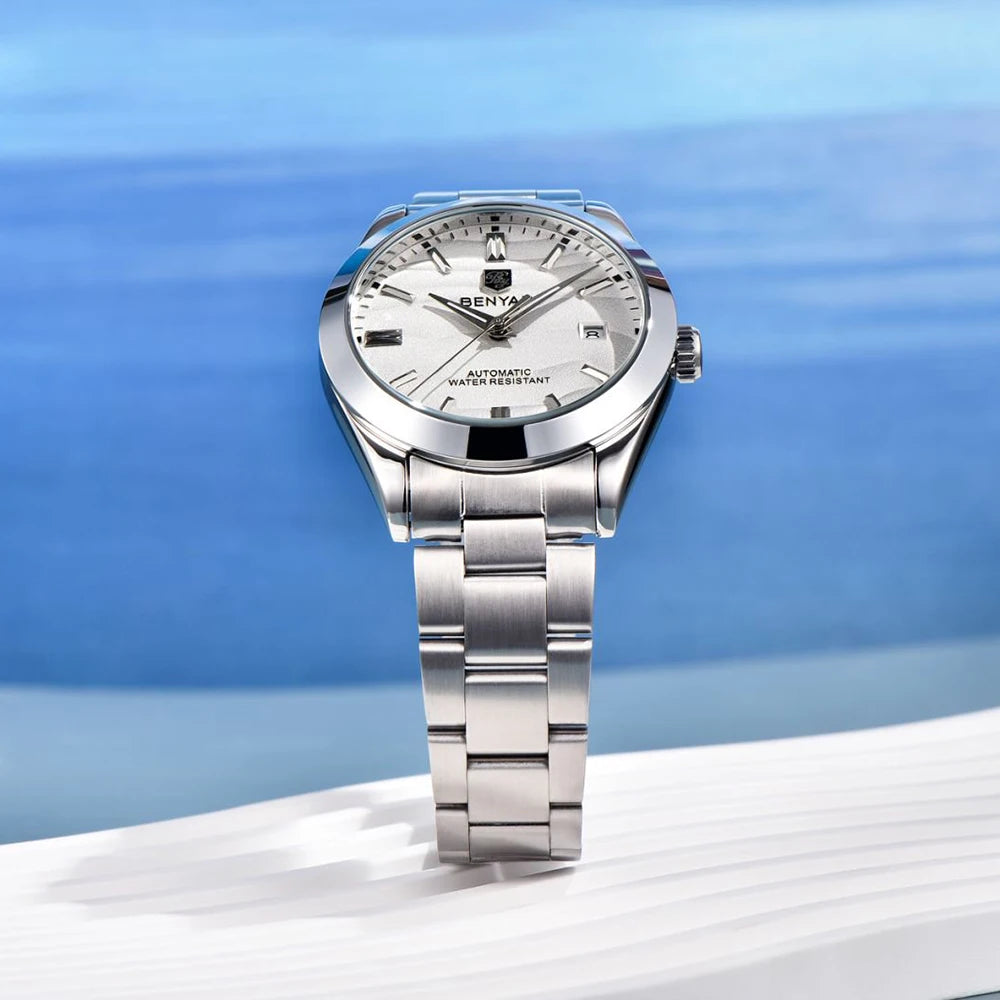BENYAR best seller 40MM Luxury Mechanical Automatic Watch 316L Stainless Steel Waterproof Calendar Fashion SimpleWatches for Men