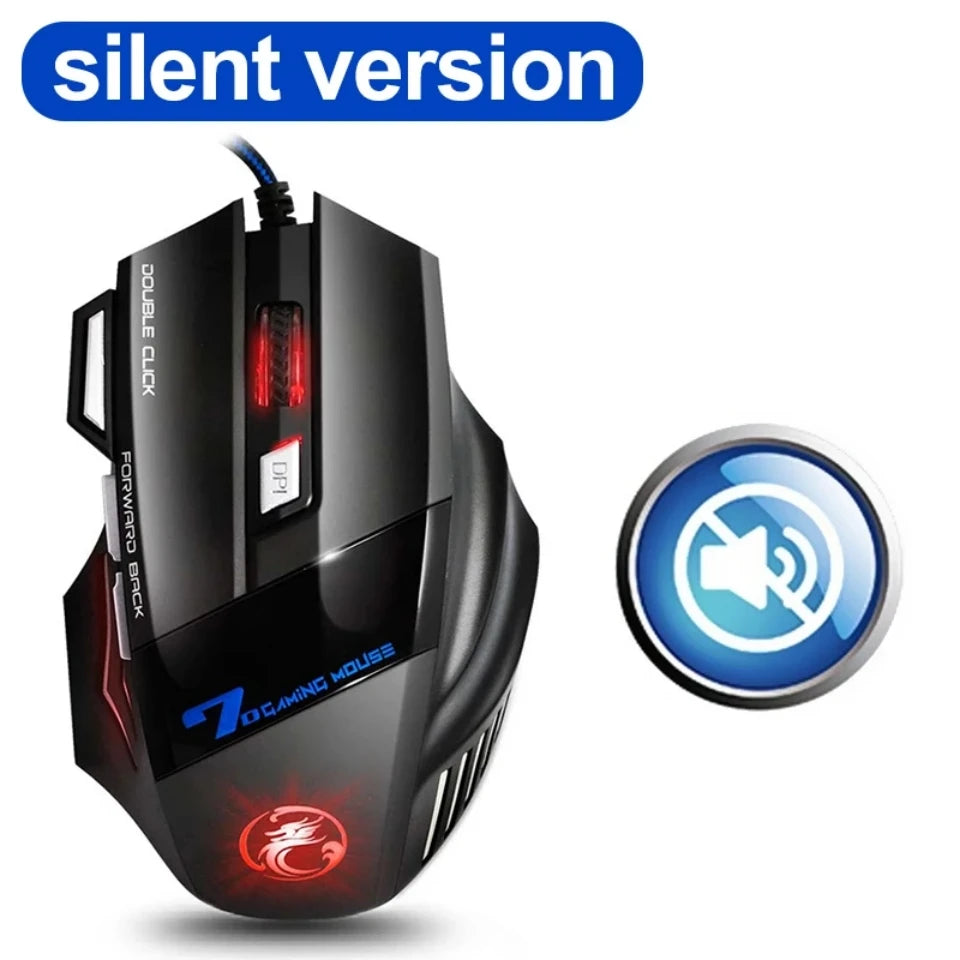 Wired Gaming Mouse, Gamer Computer Mouse with RGB Backlit, Ergonomic Design, Silent Backlight, LED, 7 Buttons, USB Mice for PC Desktop