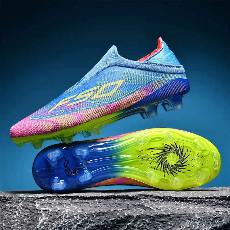 Nouvelles chaussures de football pour hommes, mi-hautes, légères, très vendues, pour l'entraînement sur herbe, antidérapantes, crampons de haute qualité pour l'extérieur.
