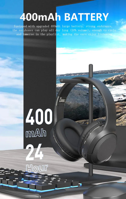 Wireless TV Headphones Bluetooth 5.0 USB Adaptor Stereo Headset Foldable Helmet Earbuds with Mic for Samsung TV PC Music