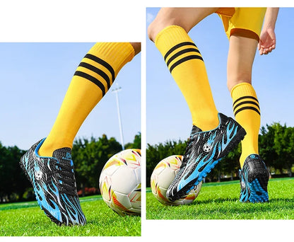 Chaussures de football professionnelles pour hommes, chaussures de sport pour jeunes, avec soutien de la cheville, crampons pour le football, chaussures de sport pour matchs en extérieur et entraînements, antidérapantes et