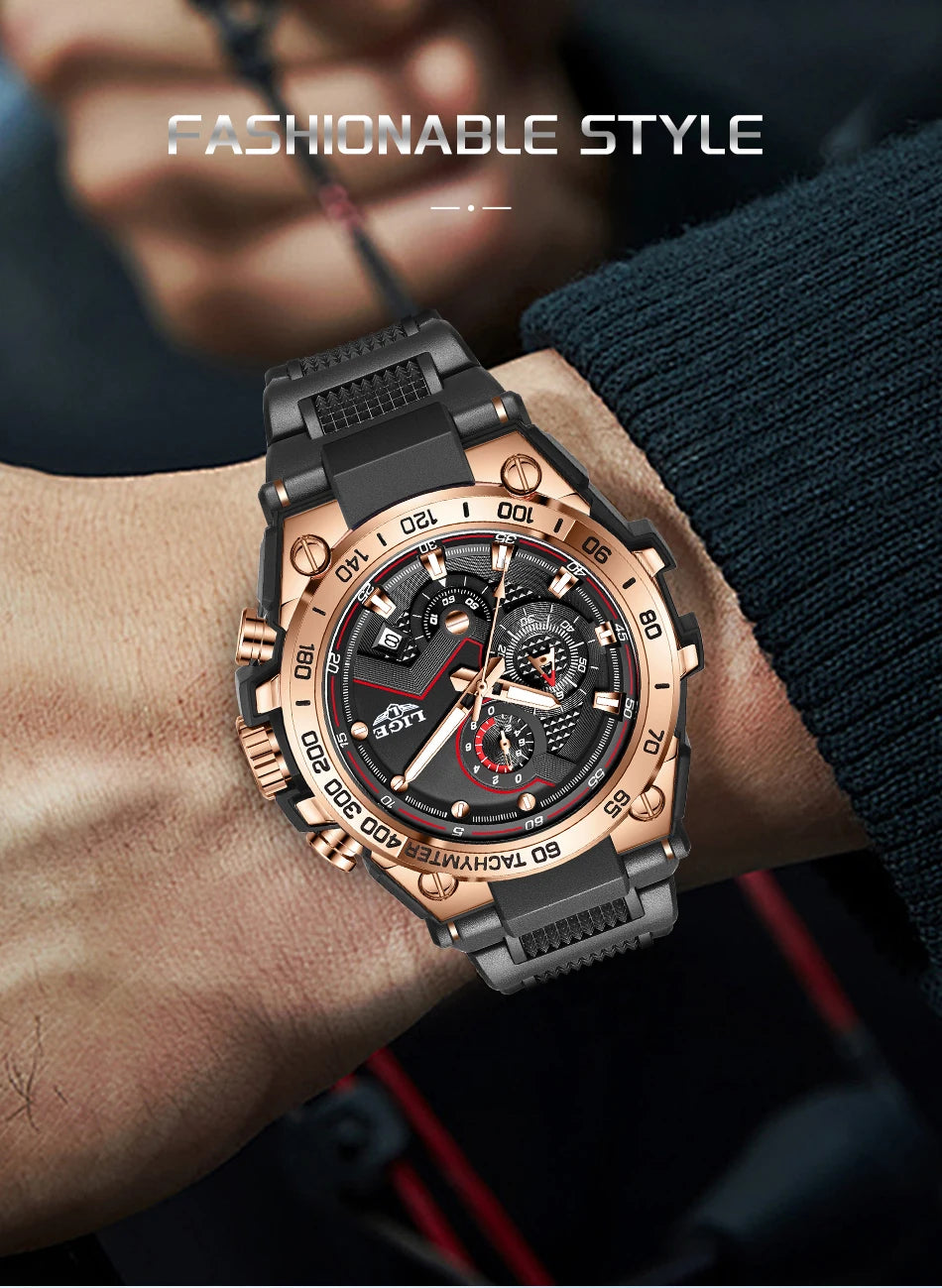 LIGE Luxury Military Watch For Men Waterproof Luminous Silicone Man Watch Quartz High Quality Men's Sports Watches Male Relojs