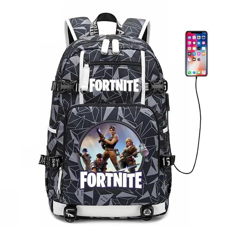 Mochila escolar para estudante com estampado do jogo Fortnite, para rapazes e raparigas, grande capacidade, impermeável, leve e resistente, presente de aniversário