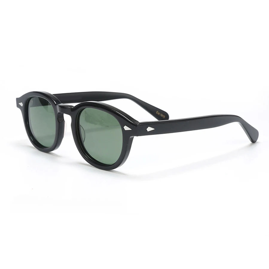 Ochelari de soare polarizați pentru bărbați și femei, stil Johnny Depp Lemtosh, ochelari de soare retro cu ramă rotundă din acetat și lentile UV400, Oculos