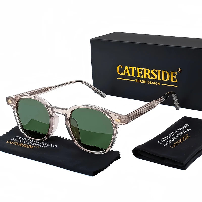 Ochelari de soare rotunzi polarizați Catside pentru bărbați, ramă TR, inserție centrală, brațe, set de ochelari de soare pentru femei, stil retro, pentru șofat, pescuit, punk, protecție UV400