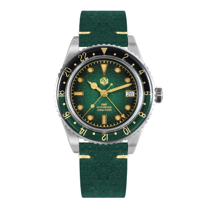 2025 New San Martin SN0134 Men Watch NH34 GMT Sandwich Dial 40mm Bidirectional Sapphire Bezel Luxury Sports Watch 20Bar Watches