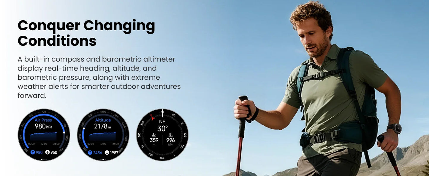 KOSPET TANK T4C Smartwatch Men's Outdoor GPS Watch with Bright LED Flashlight 5ATM Water-Resistant for Swimming Military Tough