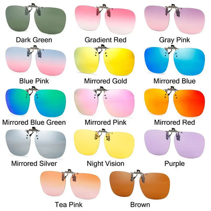 Metal Clip Clip-On Polarized Sunglasses Convenient Rimless Flip-up Sun Glasses for Prescription Glasses UV400 Polygonal Shades