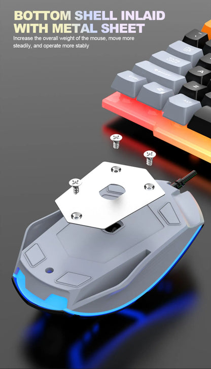 Rainbow LED Backlit Wired Gaming Keyboard And Mouse Combo with 104 Keys 3D Scroll Wheel 1600 DPI USB Interface Ergonomic PC Game
