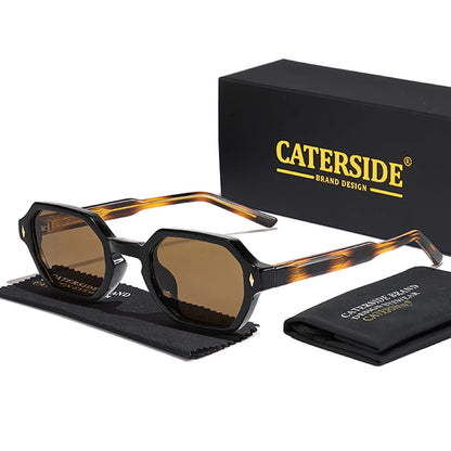 CATERDIDE Ochelari de soare retro poligonali pentru bărbați, cu design personalizat, ramă pătrată, ochelari de soare pentru femei, petreceri, călătorii și vacanțe