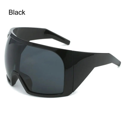 Ochelari de soare futuristici cu ramă învelitoare, lentile curbate Rave, protecție UV400, ochelari de soare supradimensionați Y2K pentru femei și bărbați