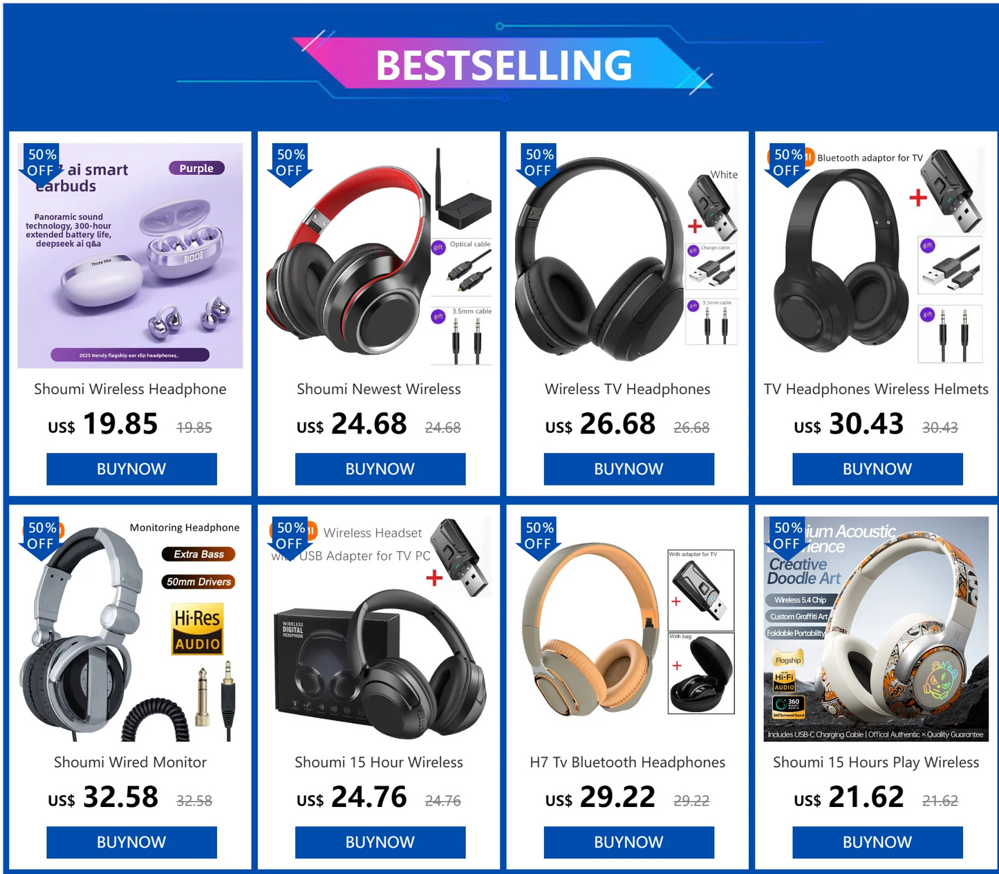 Wireless TV Headphones Bluetooth 5.0 USB Adaptor Stereo Headset Foldable Helmet Earbuds with Mic for Samsung TV PC Music