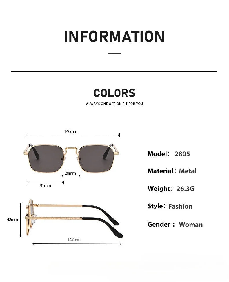 Ochelari de soare metalici, pătrați și ovali, la modă, retro, pentru bărbați și femei, personalizați, rezistenți la raze UV, ochelari de vedere de lux, design UV400