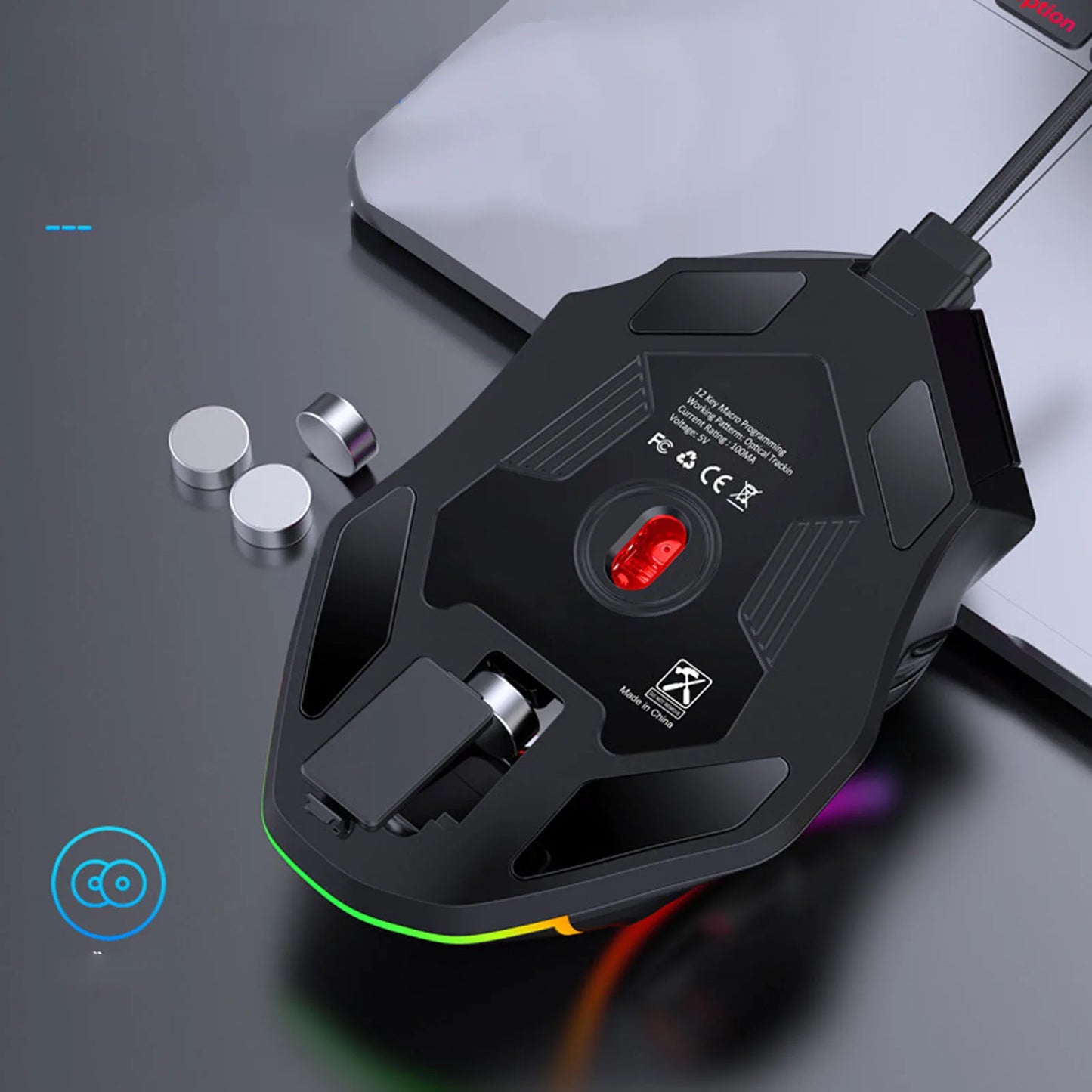 Gaming Mouse RGB Wired Mouse 12800DPI 12 Keys Macro Definition Computer Replacement Accessories Photoelectric Working