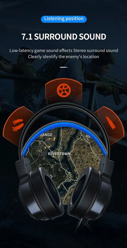 G58 Gaming Headset Wired 7.1 Channel PUBG Headset for Computer Laptop