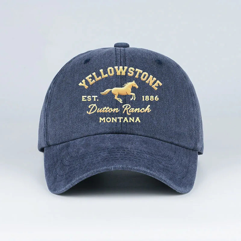1pc Yellowstone Horse Print Washed Baseball Caps for Women Men Lightweight,Breathable,Adjustable Casual Wear Camping Yellowstone