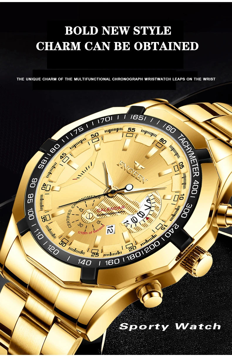 BINBOND Orginal Quartz Wristwatches For Men Luxury Luminous Waterproof Auto Date Men's Watch Stainless Steel Reloj Free Ship