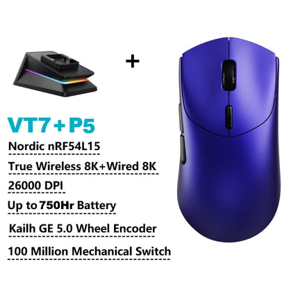 Rapoo GEN-2 VT7 Wireless Gaming Mouse 8K Wireless Polling Rate 53g Lightweight 100-Million Mechanical Switch Macro Enabled