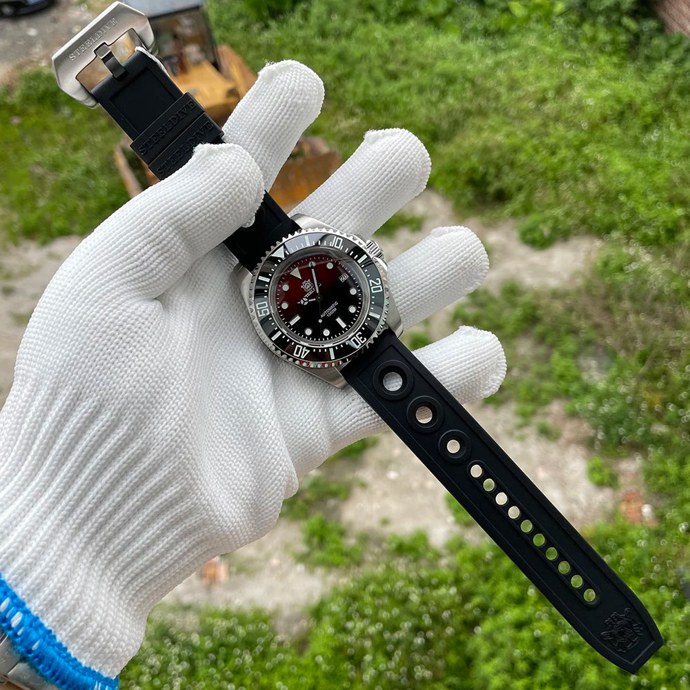 SD1964 Steeldive Brand 2023 Red-Black 45.4MM Men Sapphire Glass Luminous 1000M Waterproof NH35 Dive Watch with Ceramic Bezel