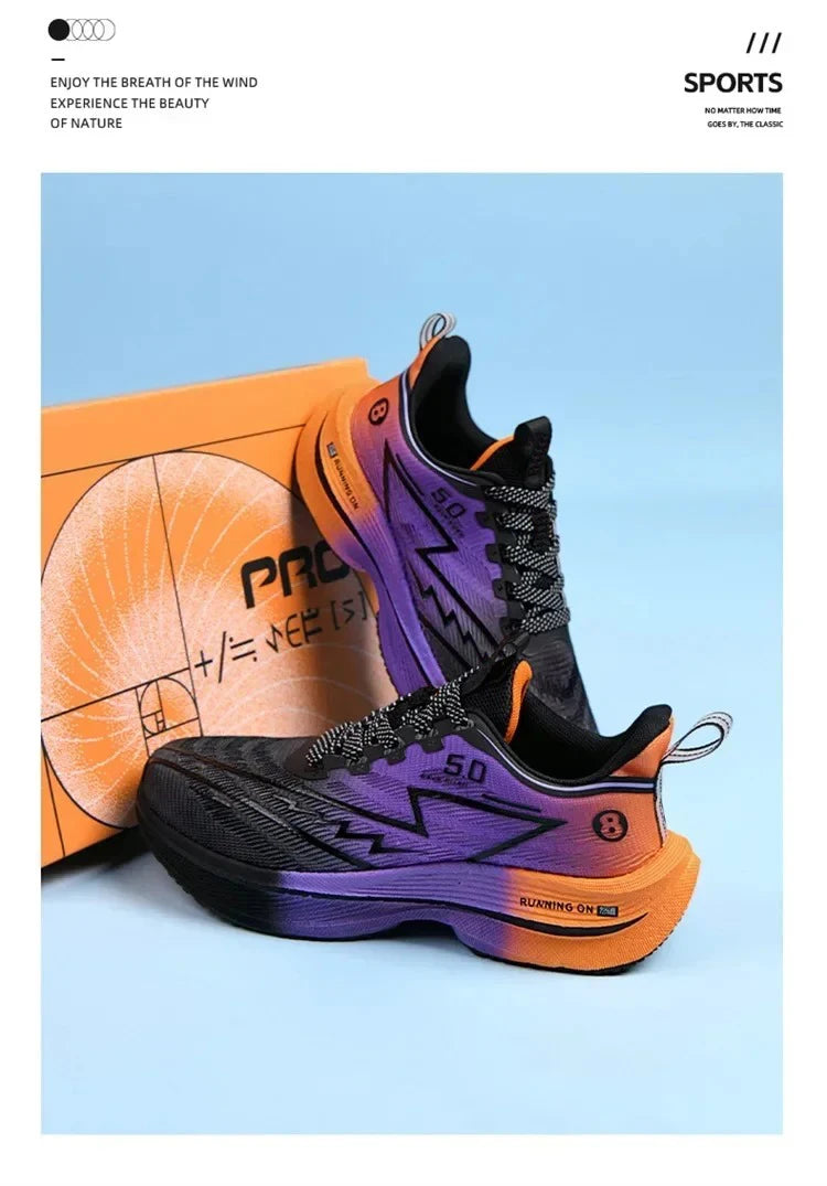 Brand Men's Carbon Plate Running Shoes, Soft Cushion, Shock Absorbing Sports Shoes, Unisex Sneakers, Light Anti-Slip Training Shoes